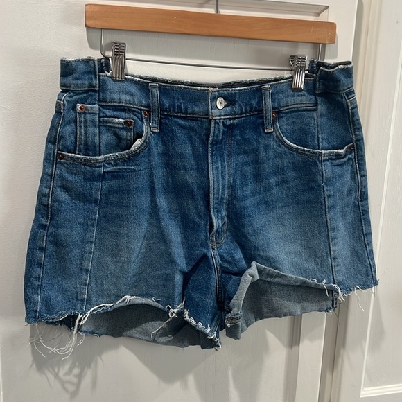 Abercrombie & Fitch Blue Jean Shorts Distressed Cut-Off Style - Picture 2 of 10